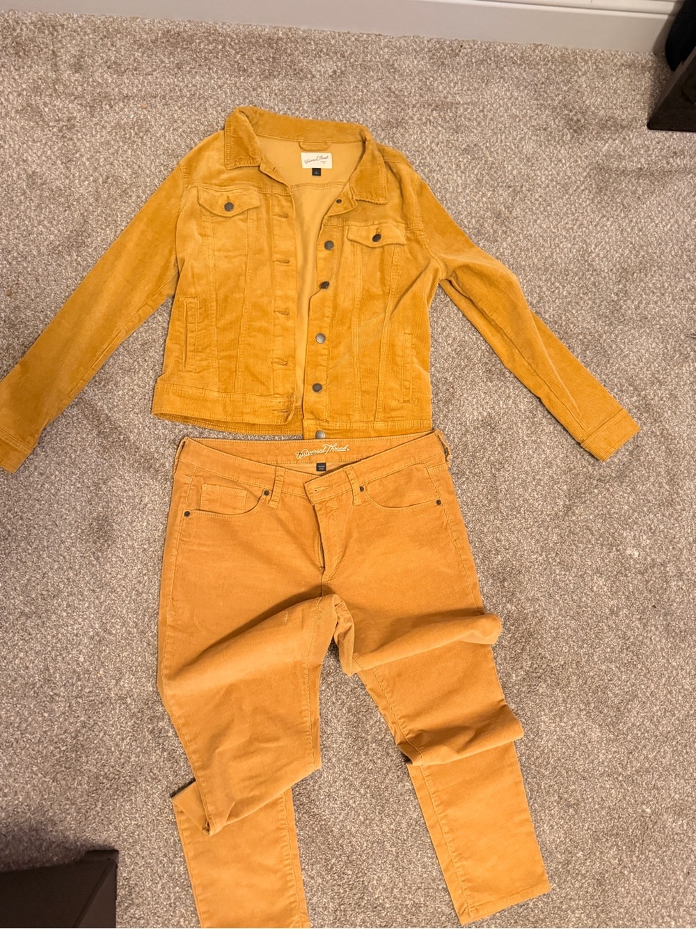 Corduroy Jacket and Skirt Set - Mustard Yellow - Picture 3 of 3